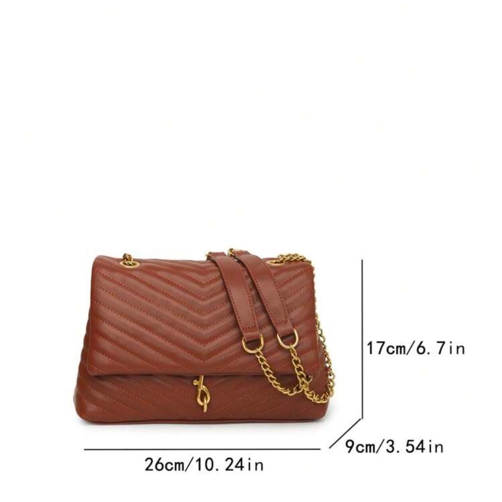 SHEIN Brown Chevron Shoulder Bag - Picture 4 of 9
